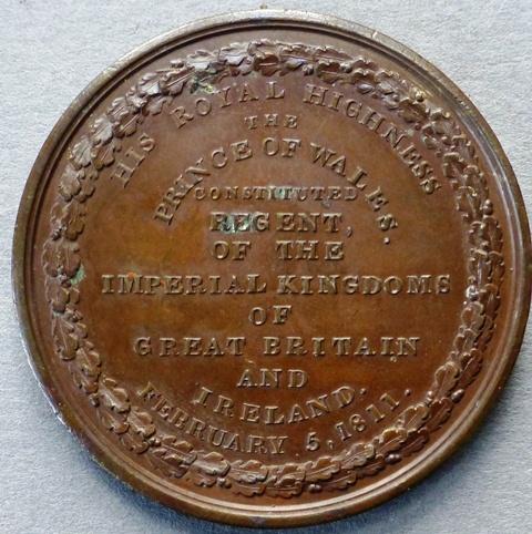 Great Britain. Medal commemorating The Prince of Wales being appointed Regent, 1811 Great Britain. Medal commemorating The Prince of Wales being appointed Regent, 1811