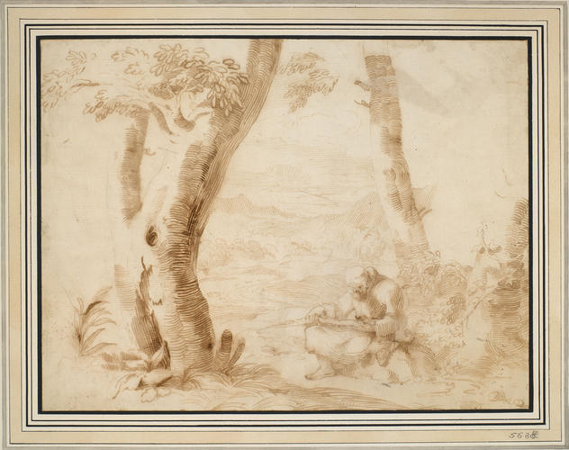 A landscape with a hermit reading A landscape with a hermit reading