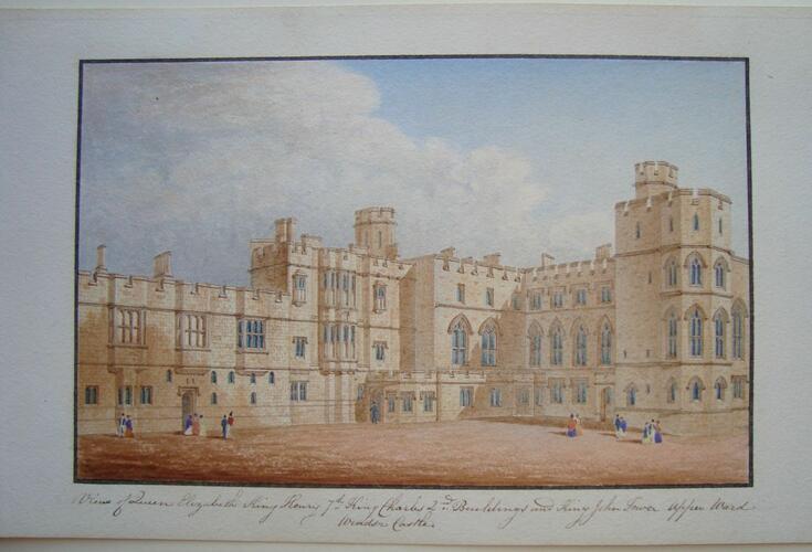 View of Queen Elizabeth King Henry 7th King Charles 2nd Buildings and King John Tower Upper Ward Windsor Castle