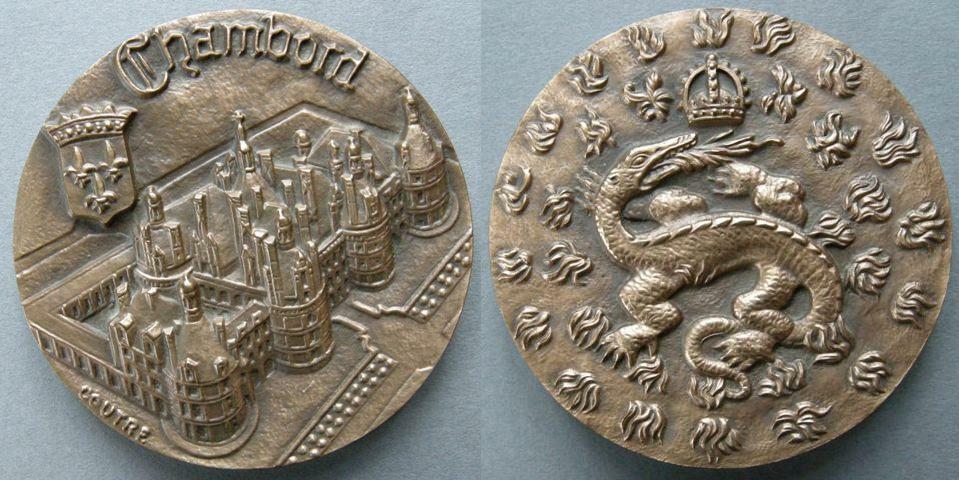 France. Art medal of the Château Chambord by Coutre France. Art medal of the Château Chambord by Coutre