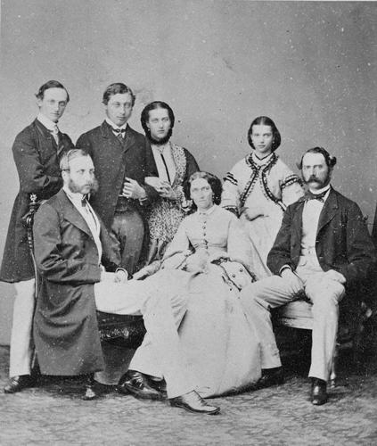 Group photograph including Albert Edward, Prince of Wales with Princess Alexandra of Denmark and her family, 1862