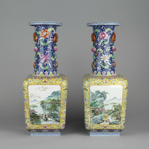Pair of vases and stands
