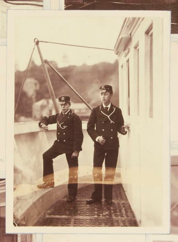 Prince Albert Victor and Prince George of Wales on board HMS Britannia