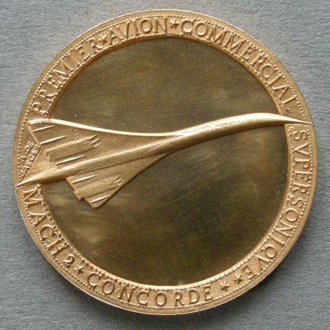 France. Medal commemorating the intention to build the 'Concorde' for commercial supersonic flying