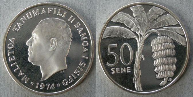 Western Samoa. Proof 50 sene, 1974 Western Samoa. Proof 50 sene, 1974