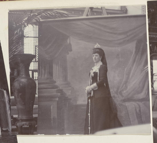 Master: Page 22 of Princess Victoria's album: Queen Alexandra, Prince Carl and Princess Maud of Denmark, 1901
Item: Queen Alexandra (1844-1925)