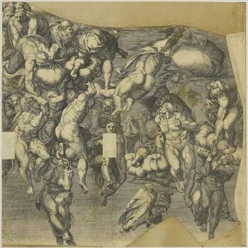 A portion of Michelangelo's Last Judgement: Souls being raised to Heaven