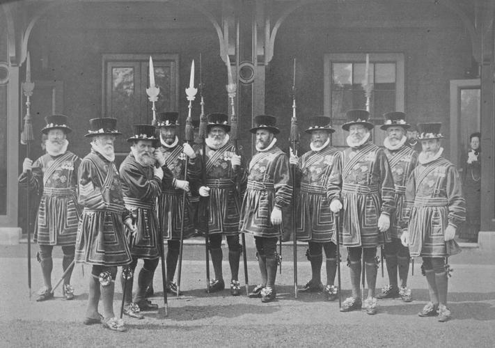 The Warders [sic] of the Tower of London in full dress. [Photographic Portraits. Volume 67. ]