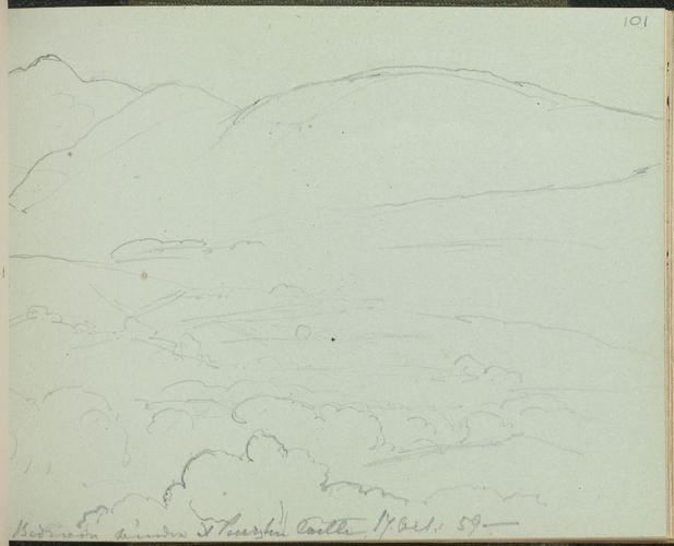 Master: SKETCHES FROM NATURE V. R. 1855 TO 1860
Item: From Bedroom window at Penrhyn Castle