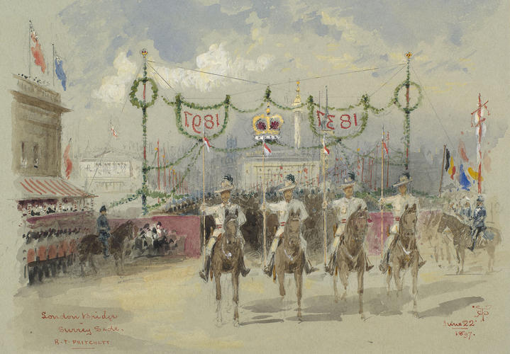 The Diamond Jubilee, June-July 1897: Colonial Cavalry passing over London Bridge, 22 June