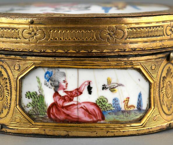 Gilt copper and enamel box