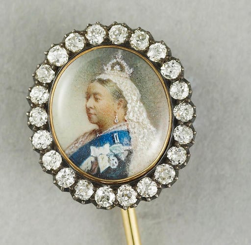 Tie pin with a miniature of Queen Victoria (1819-1901)
