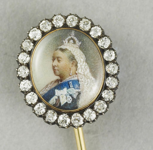 Tie pin with a miniature of Queen Victoria (1819-1901)