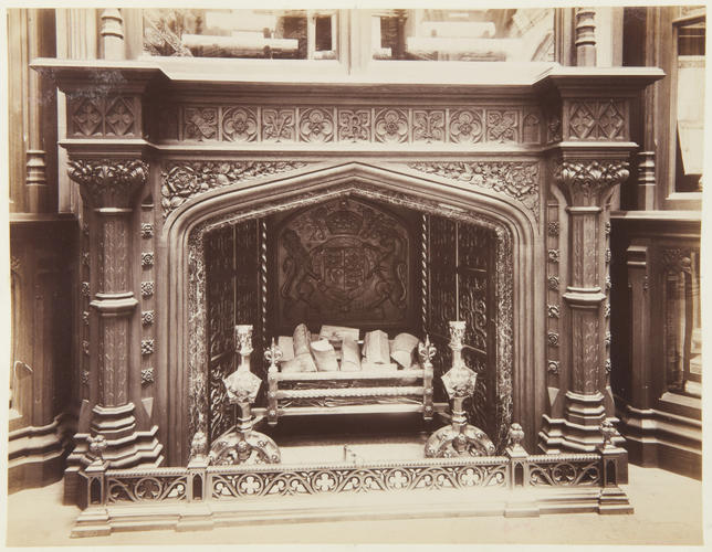 The fireplace in the Grand Vestibule