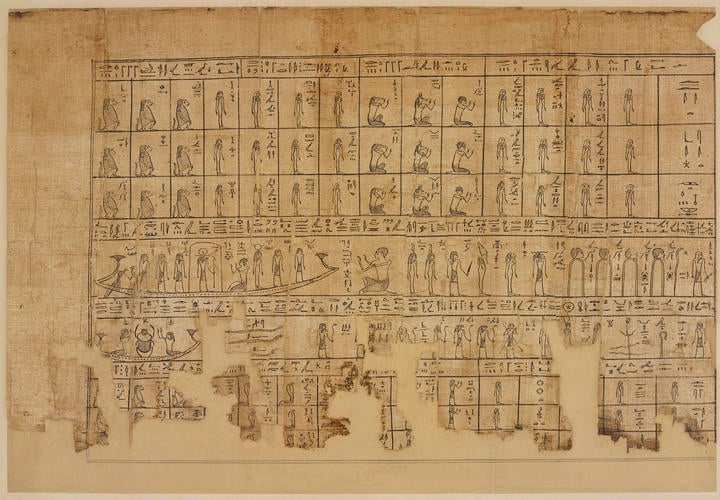 Section of the papyrus belonging to Nesmin, with the first hour of the Amduat