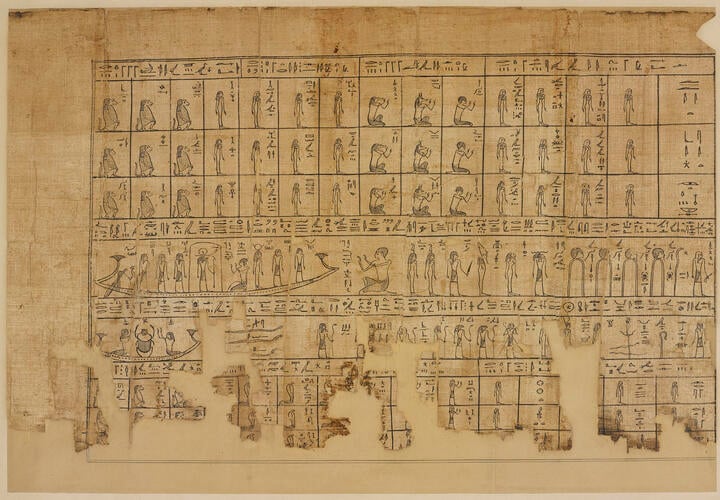 Section of the papyrus belonging to Nesmin, with the first hour of the Amduat