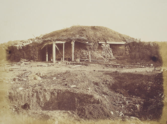 Hut of Commander of the Redan. [Crimean War photographs by Robertson]