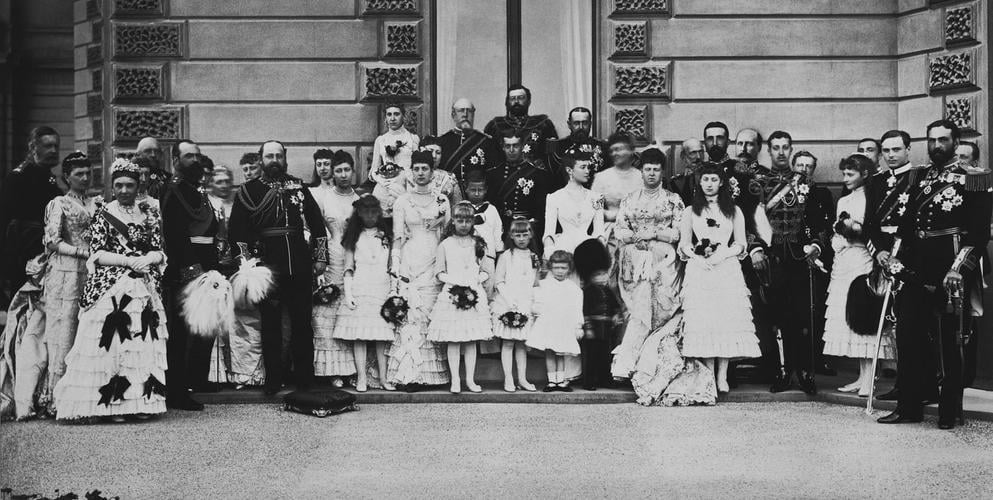 Guests at Princess Beatrice's wedding, July 1885 Guests at Princess Beatrice's wedding, July 1885