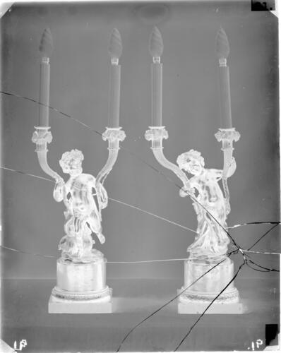Glass plate negative of a candelabra Glass plate negative of a candelabra