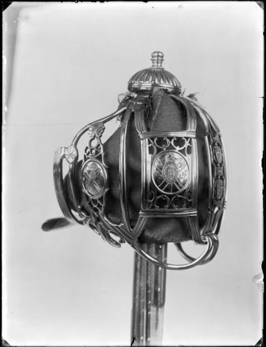 Glass plate negative of a sword hilt Glass plate negative of a sword hilt