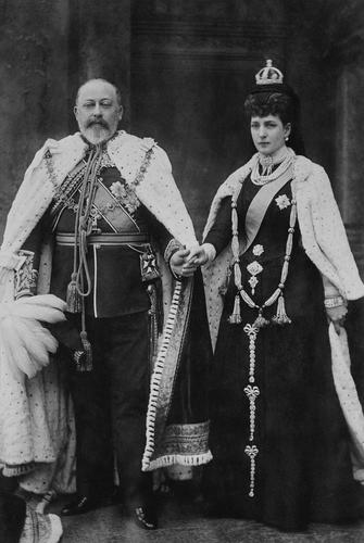 King Edward VII and Queen Alexandra on the occasion of their first State Opening of Parliament, February 1901