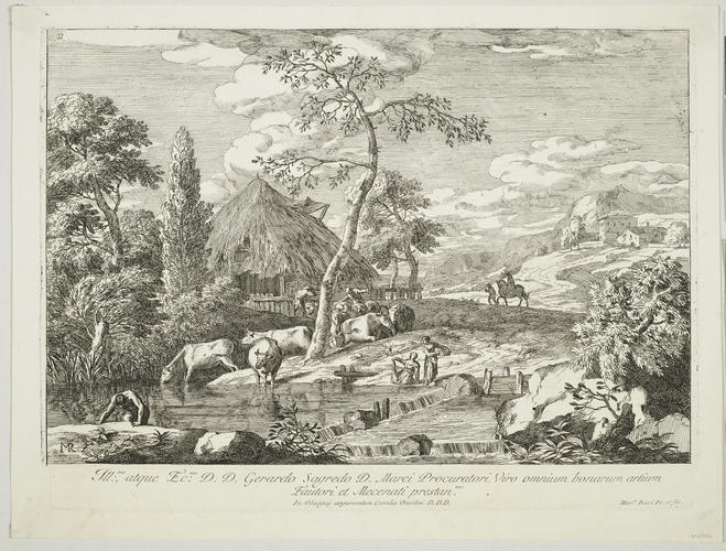 Landscape with a stream and cattle herd