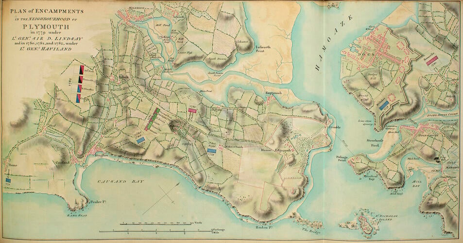 Master: Maps of encampments in England and Great Britain, 1778-82
Item: Map of encampment at Plymouth, 1779 (Plymouth, Devon, UK) 50°22'17