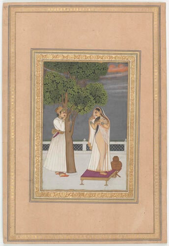 Master: Mughal album of portraits, animals and birds.
Item: Paintings of a lady at her toilette and a parrot