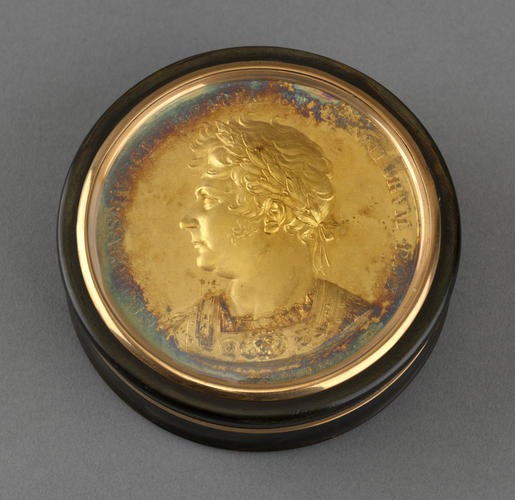 Box with George IV (1762-1830) coronation medal