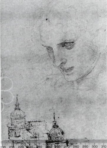 The head of St James, and architectural sketches