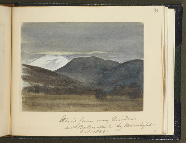 Master: SKETCHES FROM NATURE V. R. 1862 TO 1864
Item: View from my Window at Balmoral by Moonlight