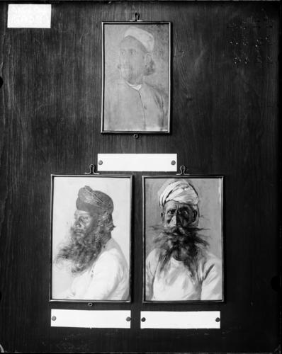 Glass plate negative of three portraits by Swoboda Glass plate negative of three portraits by Swoboda