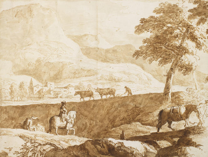 A ploughman and travellers A ploughman and travellers