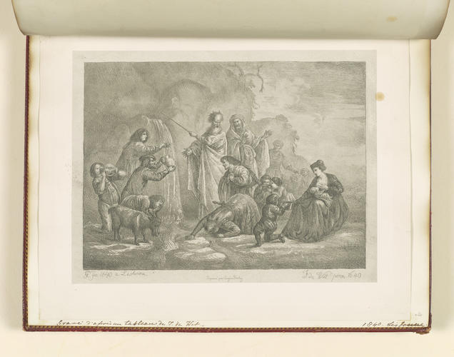 Master: Collection of Etchings done by Ferdinand King of Portugal, 1840.
Item: Moses striking water from the Rock