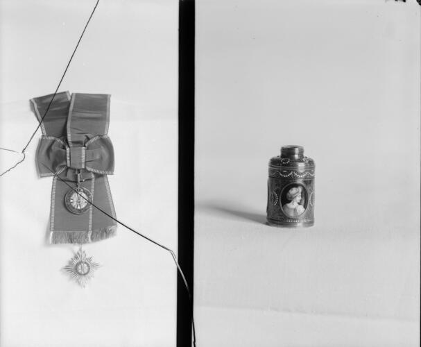 Glass plate negative of insignia Glass plate negative of insignia