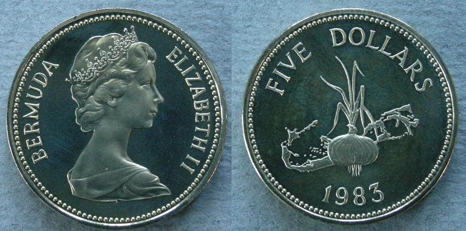 Bermuda. Proof 5 dollars, 1983