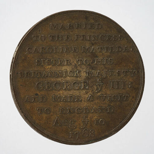 Medal commemorating the visit of Christian VII of Denmark to England Medal commemorating the visit of Christian VII of Denmark to England