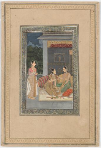 Master: Mughal album of portraits, animals and birds.
Item: Paintings of an oriental darter and Mughal ladies on a terrace