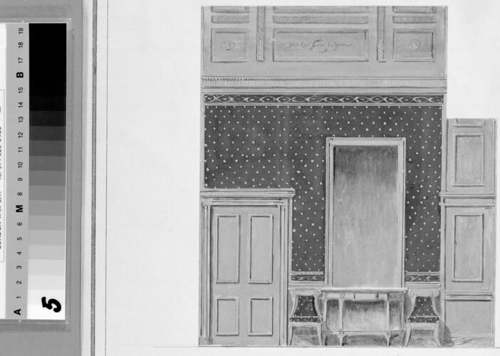Design for the north elevation of the Bath Room, Room 210, Windsor Castle, c. 1826