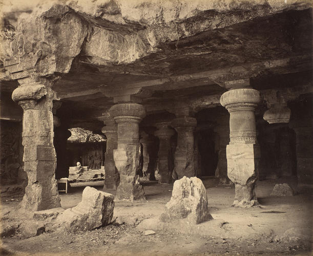 General View of the Great Cave at Elephanta : Prince of Wales Tour of India 1875-6 General View of the Great Cave at Elephanta : Prince of Wales Tour of India 1875-6