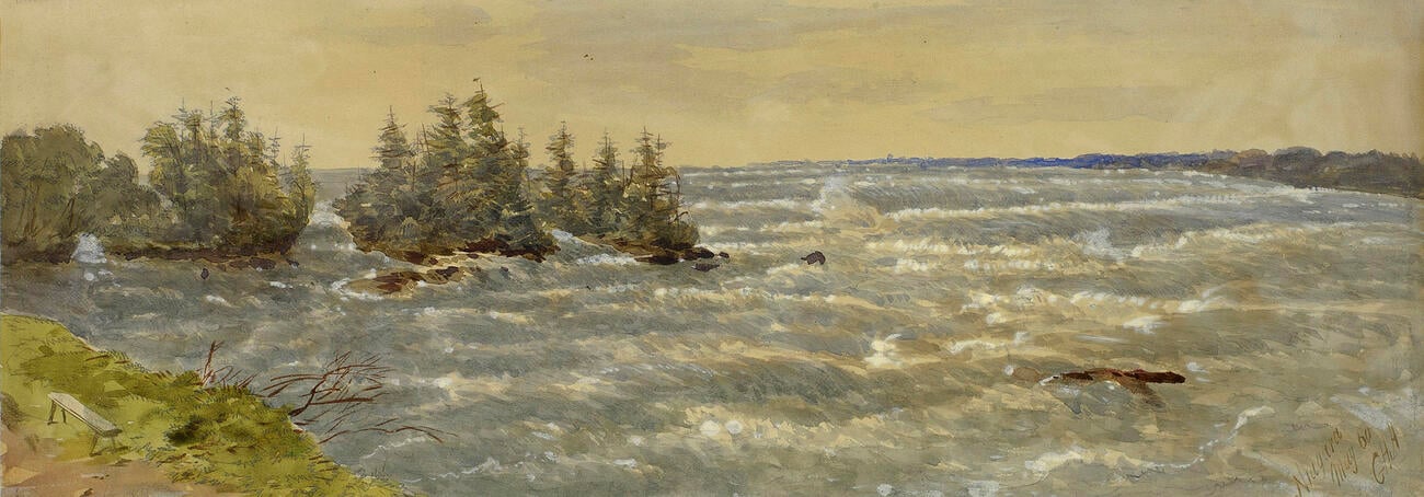 Niagara: rapids above the Horseshoe Fall