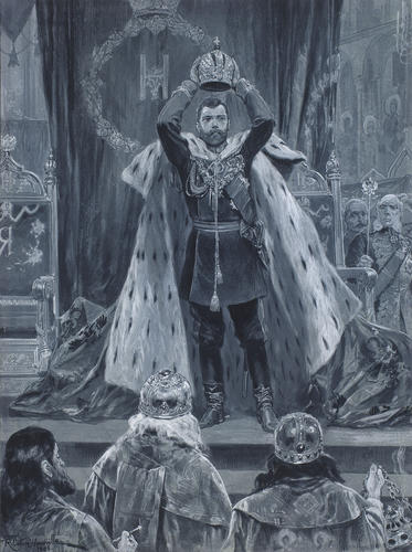 The Coronation of the Emperor Nicholas II: the Emperor placing the crown upon his head, 26 May 1896
