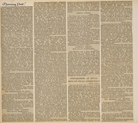 Newspaper extracts about the State Visit to Reval, June 5-14 1908 Newspaper extracts about the State Visit to Reval, June 5-14 1908