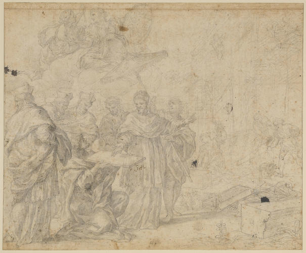 Urban VIII inspecting the plans for the fortification of Castelfranco (or Mantua)