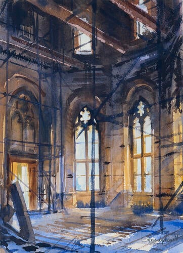 Windsor Castle: the Octagon Dining Room, Brunswick Tower, after the fire