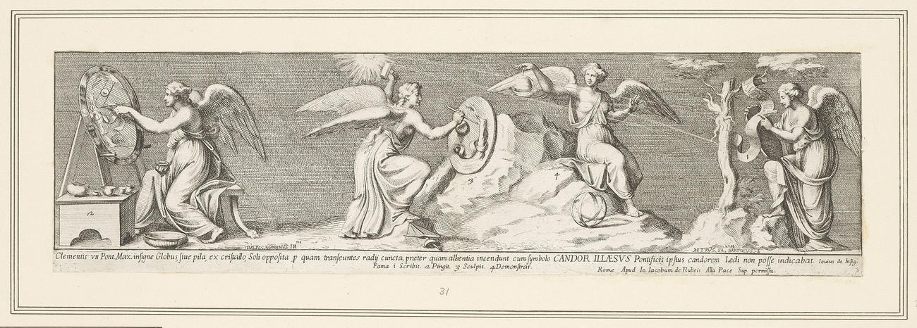 Master: A set of prints reproducing narrative scenes from the Sala di Costantino
Item: Personifications of the virtues of Pope Clement VII