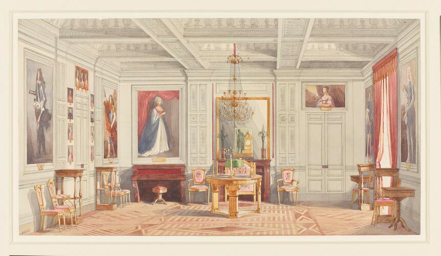 Royal visit to Louis-Philippe: Queen Victoria's drawing room at the Chateau d'Eu 1843