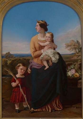 Queen Victoria (1819-1901) with Prince Alfred (1844-1900) and Princess Helena (1846-1923) when children