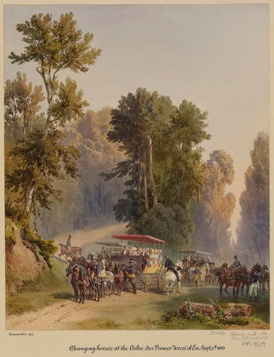 Royal visit to Louis-Philippe: changing horses at the Abre des Princes, 6 September 1843