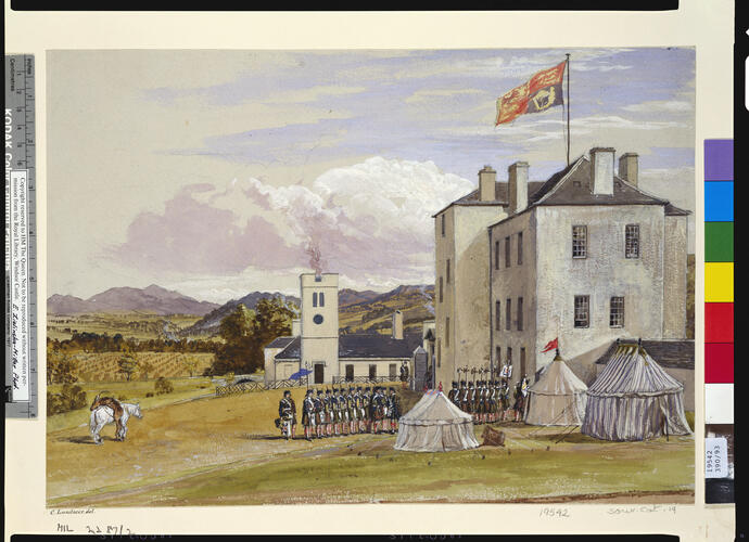 Blair Castle, with the Highland guard